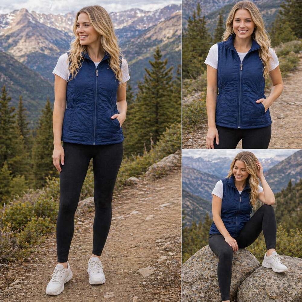 Bit & Bridle Quilted Navy Riding Vest Full Zip Fleece Lined Size L